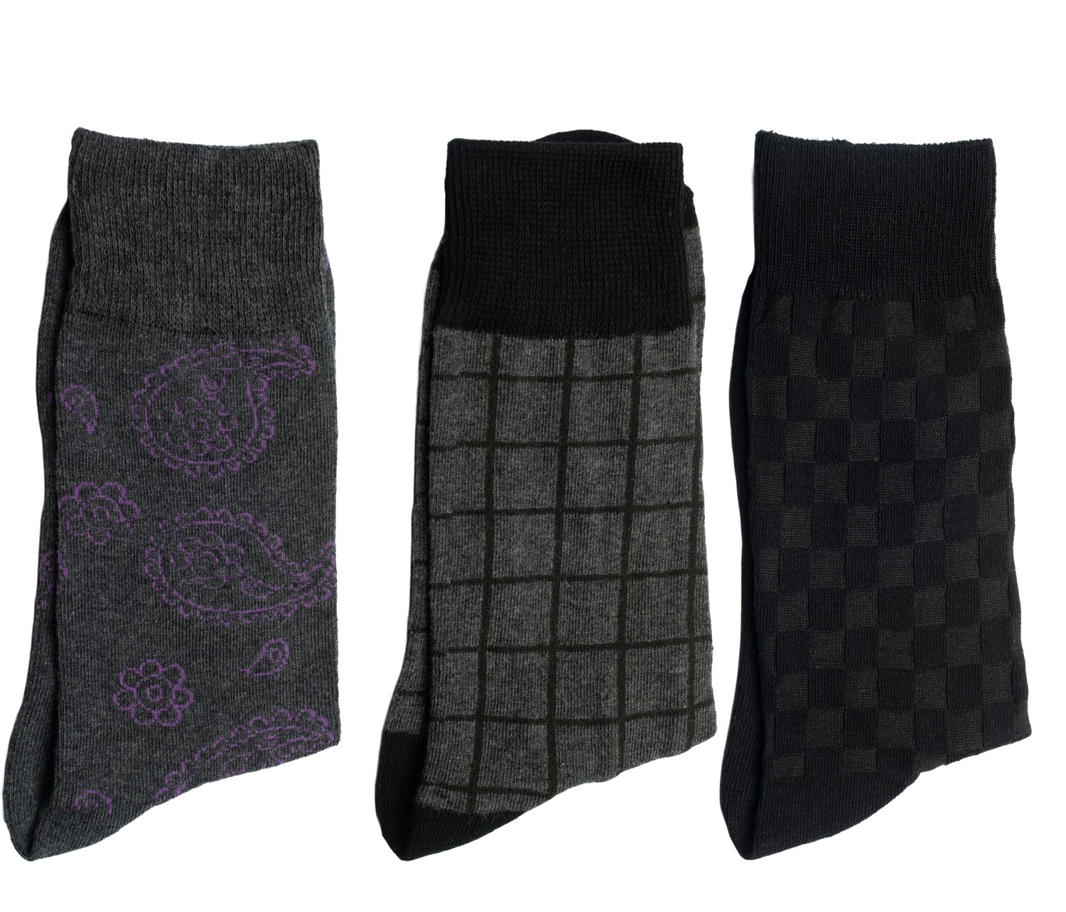 Men&#39;s 3 pack of dress socks size 9-12, grey and black.