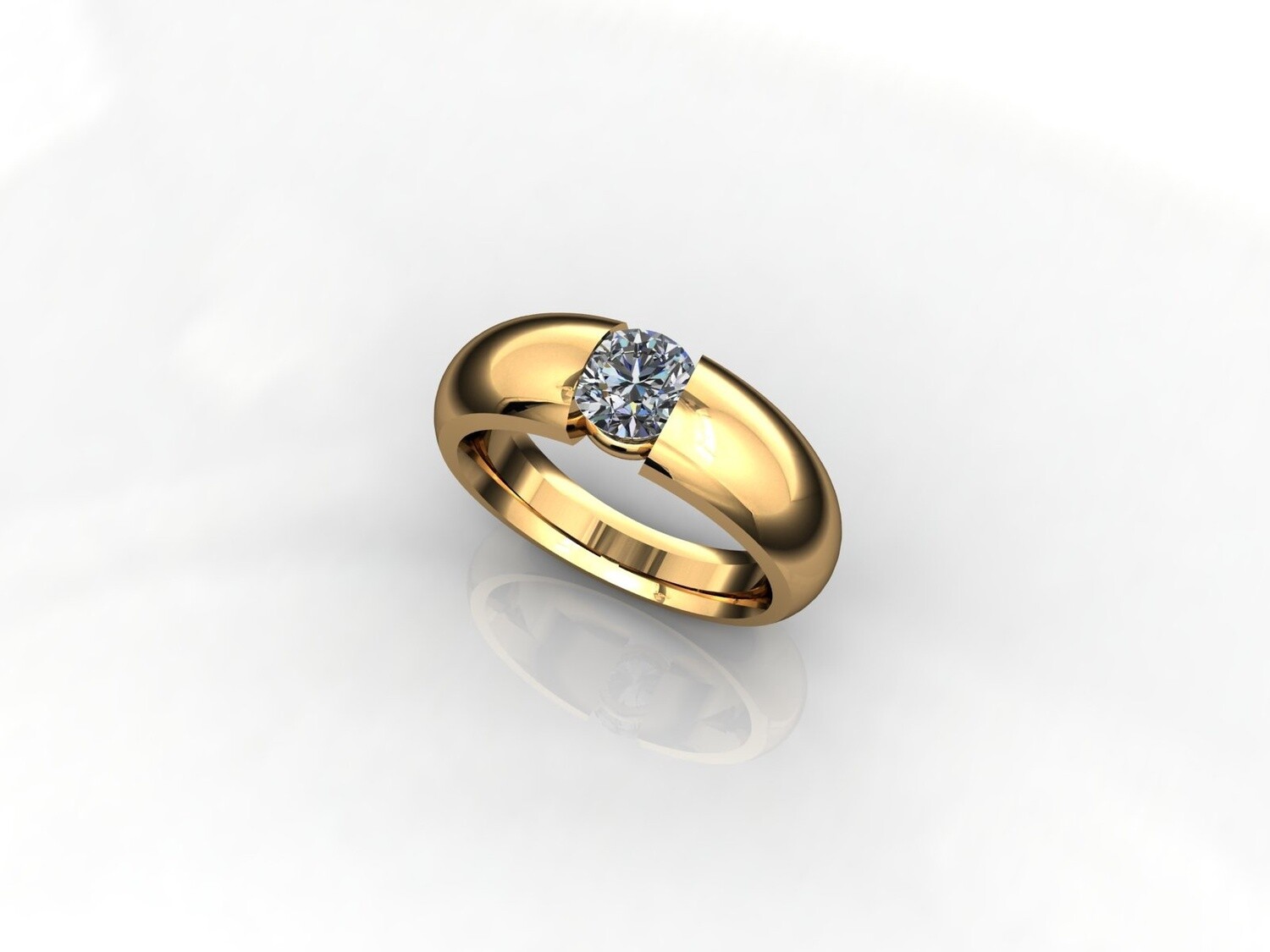 Love bonded tension set 0.50ct lab diamond ring, Material: yellow gold, Round Diamond size: 0.50ct
