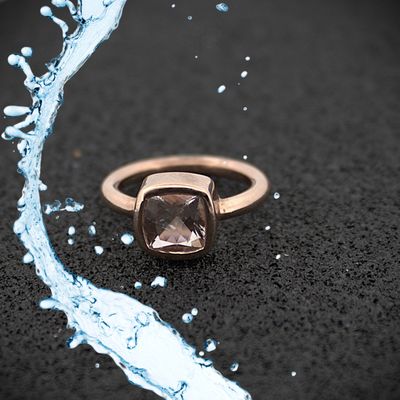 Morganite round wire dress ring in 9ct rose gold.