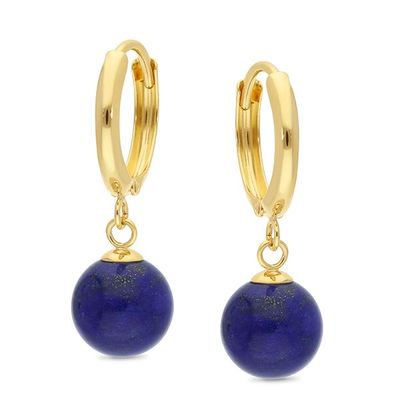 Hoop earrings 9ct yellow gold &amp; lapis lazuli