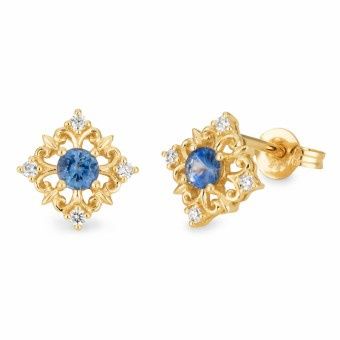 EARRING 9ct Red Gold  &amp; MORGANITE &amp; DIAMOND