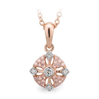 PENDANT 9ct (R/W) Multi Coloured Gold  &amp; DIAMOND