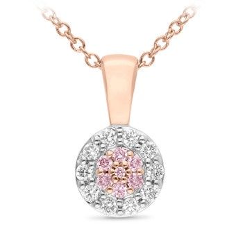 PENDANT 9ct Red Gold  &amp; DIAMOND SI3 JKL &amp; PINK DIAMOND
