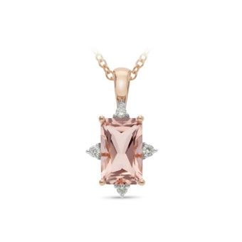 PENDANT 9ct Red Gold  &amp; MORGANITE &amp; DIAMOND
