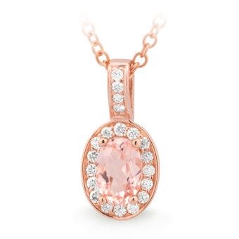 PENDANT 9ct Rose Gold  &amp; MORGANITE &amp; DIAMOND