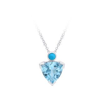 PENDANT 9ct White Gold  &amp; TOPAZ - BLUE &amp; TURQUOISE