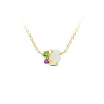 PENDANT 9ct Yellow Gold  &amp; AMETHYST &amp; OPAL - CRYSTAL &amp; PERIDOT