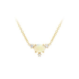 PENDANT 9ct Yellow Gold  &amp; OPAL - CRYSTAL &amp; Lab Grown DIAMOND