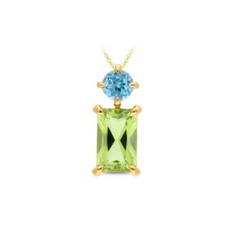 PENDANT 9ct Yellow Gold  &amp; PERIDOT &amp; TOPAZ-BLUE