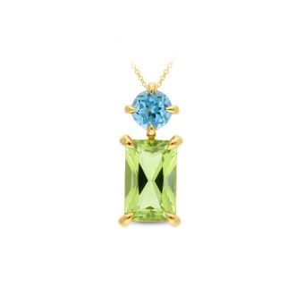 PENDANT 9ct Yellow Gold  &amp; PERIDOT &amp; TOPAZ-BLUE