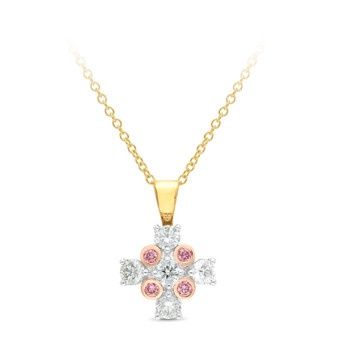 PENDANT 9YWR Multi Coloured Gold  &amp; DIAMOND SI3 JKL &amp; PINK DIAMOND