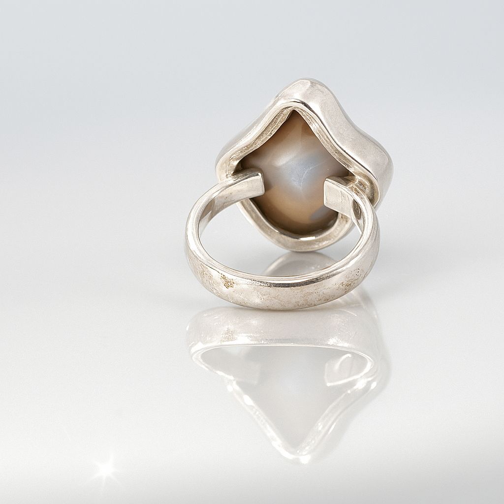 Sterling Silver &amp; Natural Agate With Druzy Quartz