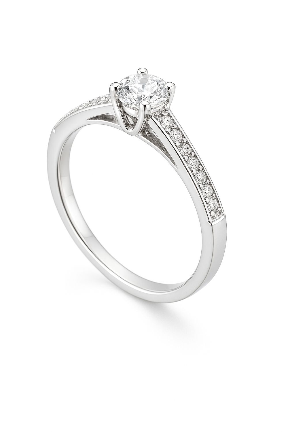18ct White Gold 4 Claw Natural Diamond Ring