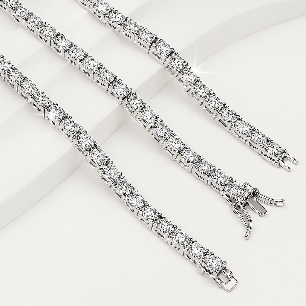White Tennis Bracelet with Diamonds