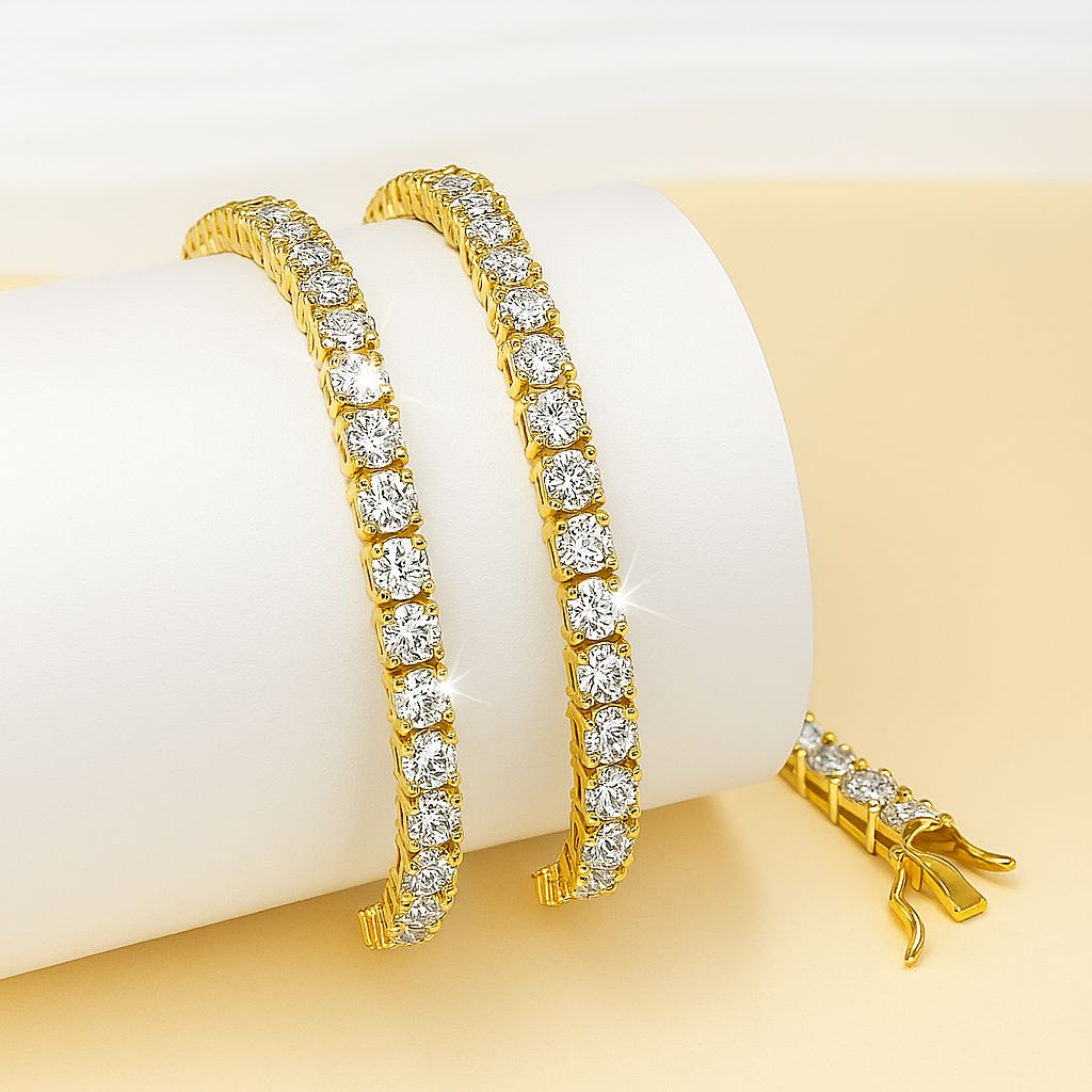 Yellow gold diamond tennis bracelet