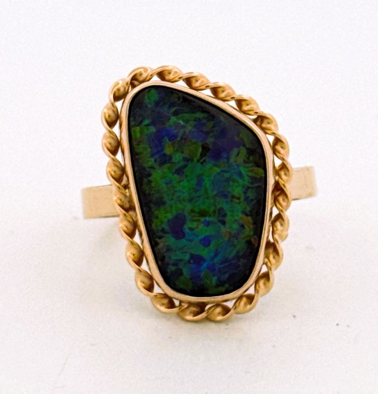 14ct Yellow Gold Opal Triplet Ring