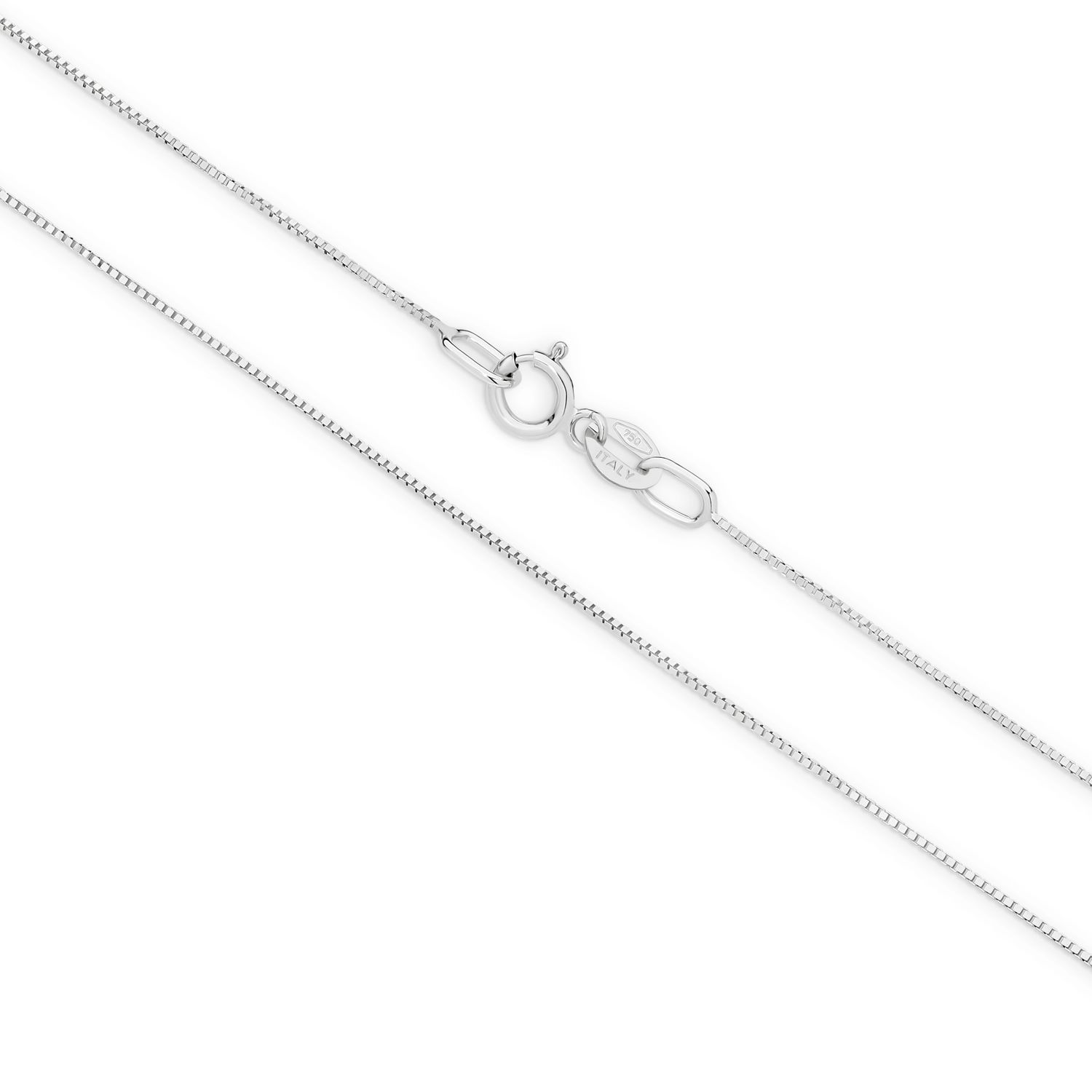 9ct White Gold 45cm Box Chain 0.52mm