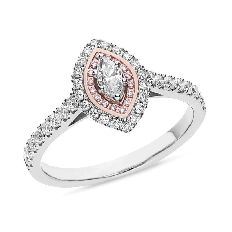 18ct White &amp; Red Gold Ring With Diamonds &amp; Pink Argyle Diamond
