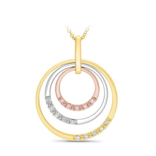 9ct Yellow,White &amp; Red Gold Pendant With Diamond &amp; Pink Argyle Diamonds