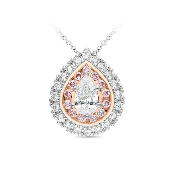 9ct White &amp; Red Gold Pendant With Diamonds &amp; Pink Argyle Diamond