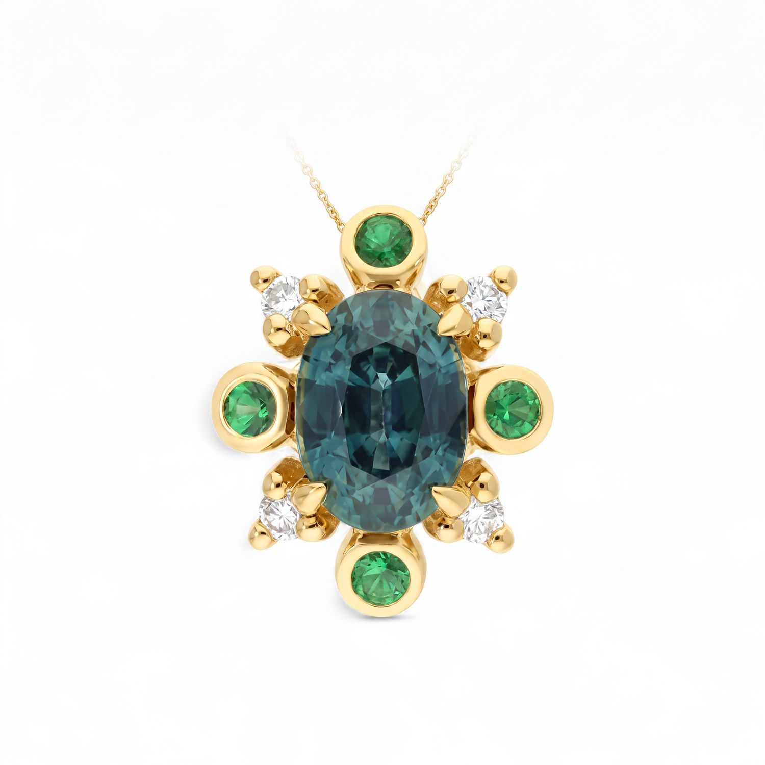 9cttell sapphire and tsavorite &amp; Diamond