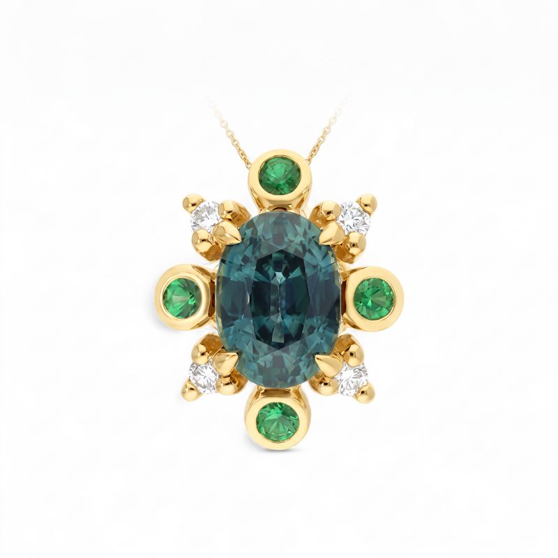 9cttell sapphire and tsavorite &amp; Diamond