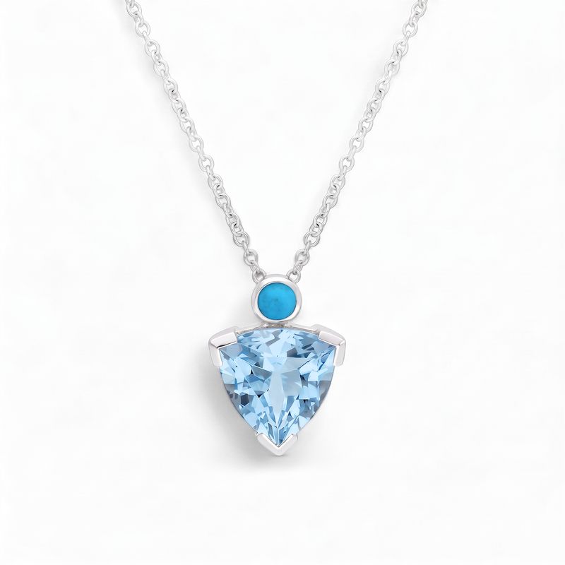 9ct Pendant White Gold  &amp; Blue &amp; Turquoise Topaz