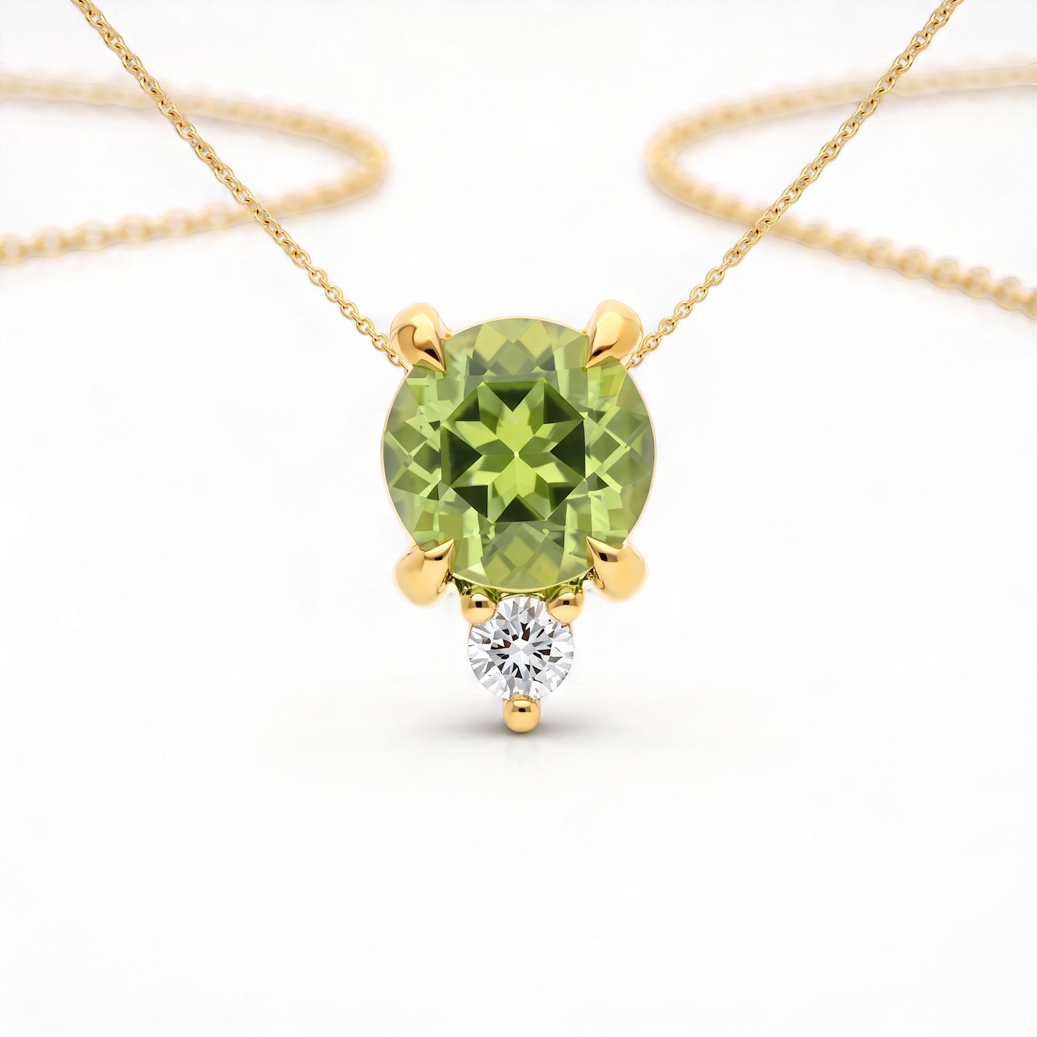9ct Pendant Yellow Gold  &amp; Peridot &amp; Lab Grown Diamond