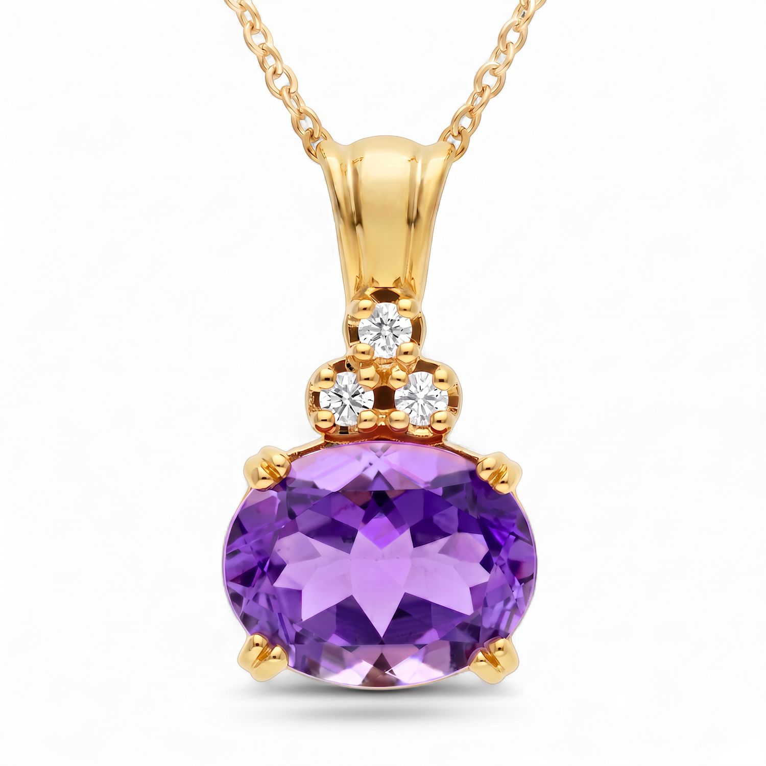 9ct Pendant Yellow Gold  &amp; Amethyst &amp; Diamond