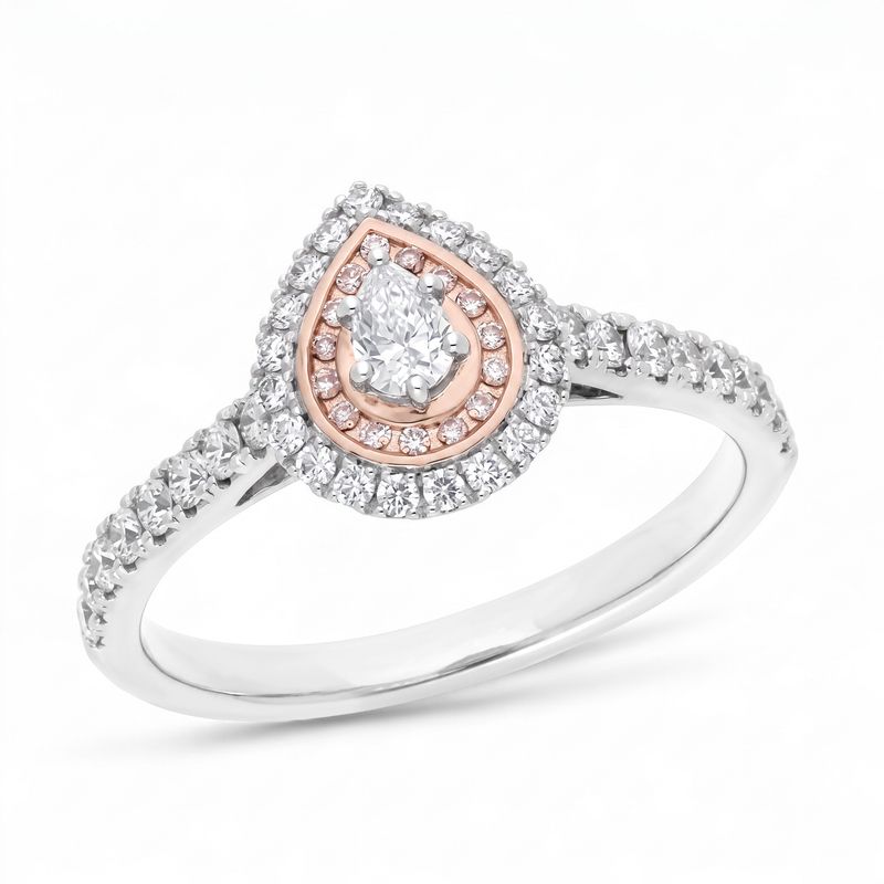 18ct Multi Coloured Gold Ring With Pink &amp; White Argyle Diamonds