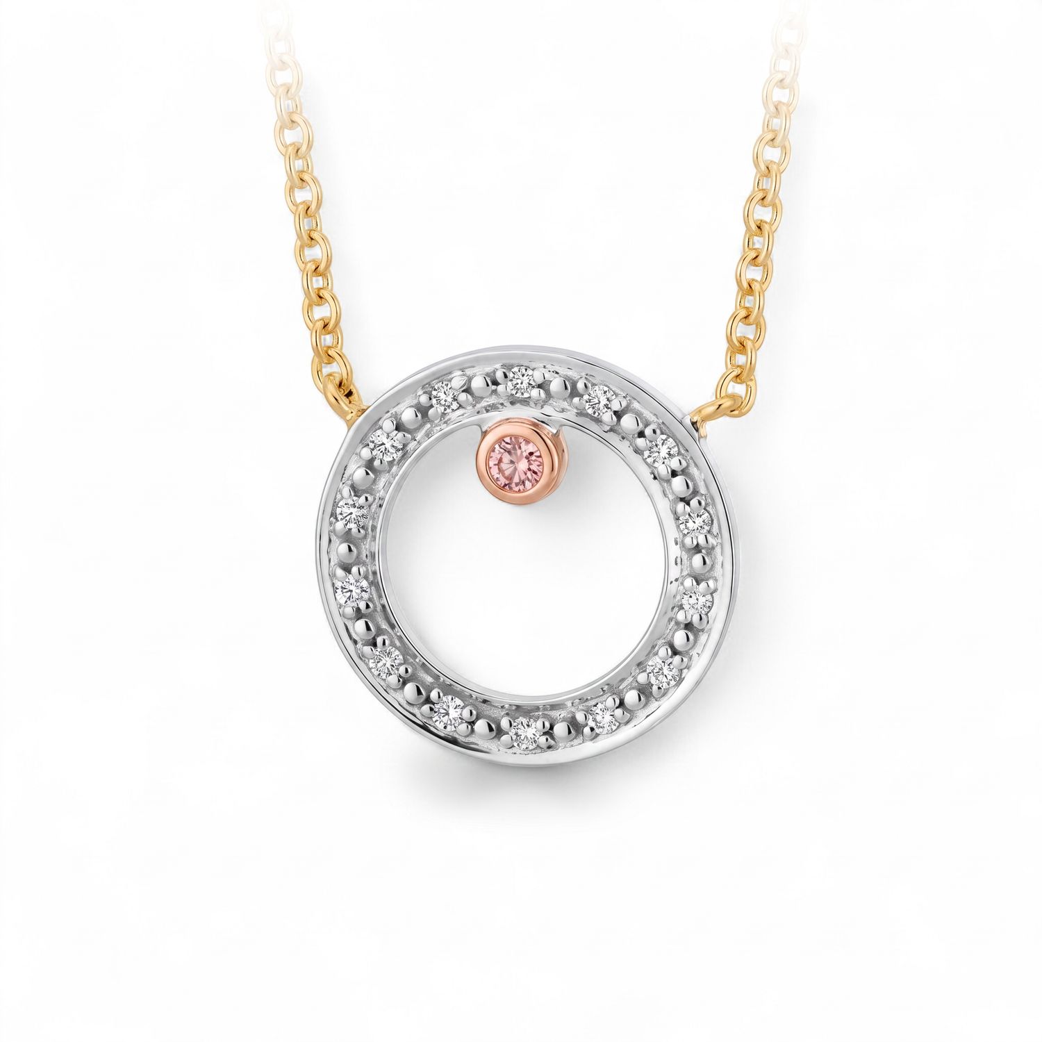 9ct Multi Coloured Gold Pendant With Pink &amp; White Argyle Diamonds