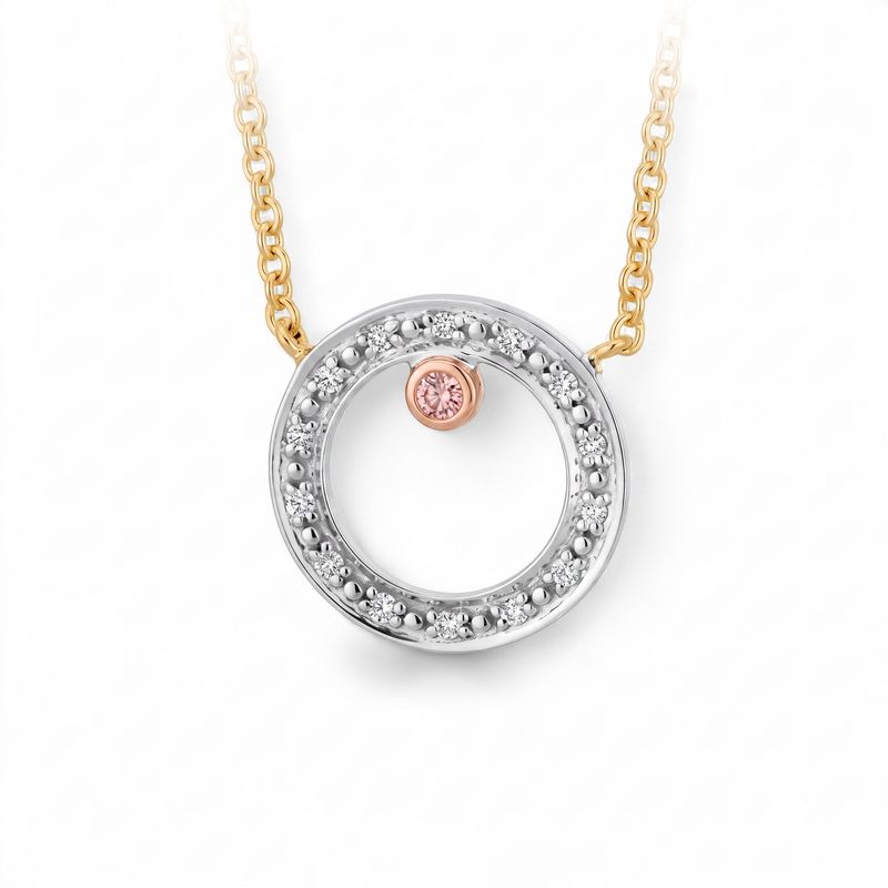 9ct Multi Coloured Gold Pendant With Pink &amp; White Argyle Diamonds