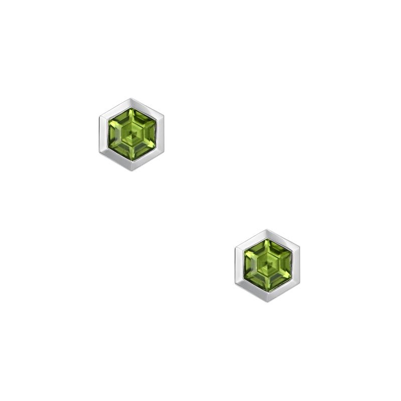 Adele Hexagon 9ct White Gold Sapphire Earrings
