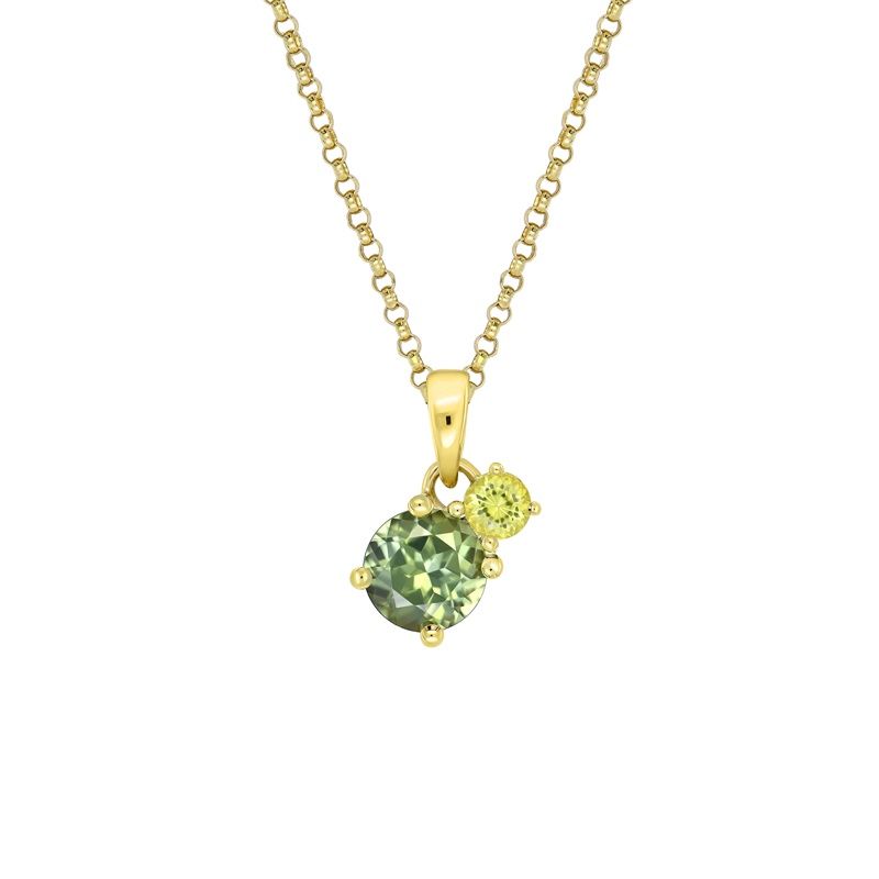 Toi Et Moi 9ct Yellow Gold Sapphire Necklace