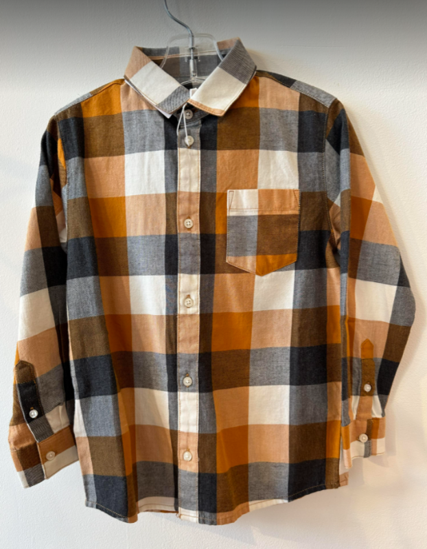 Mayoral Long Sleeve Plaid Button Up