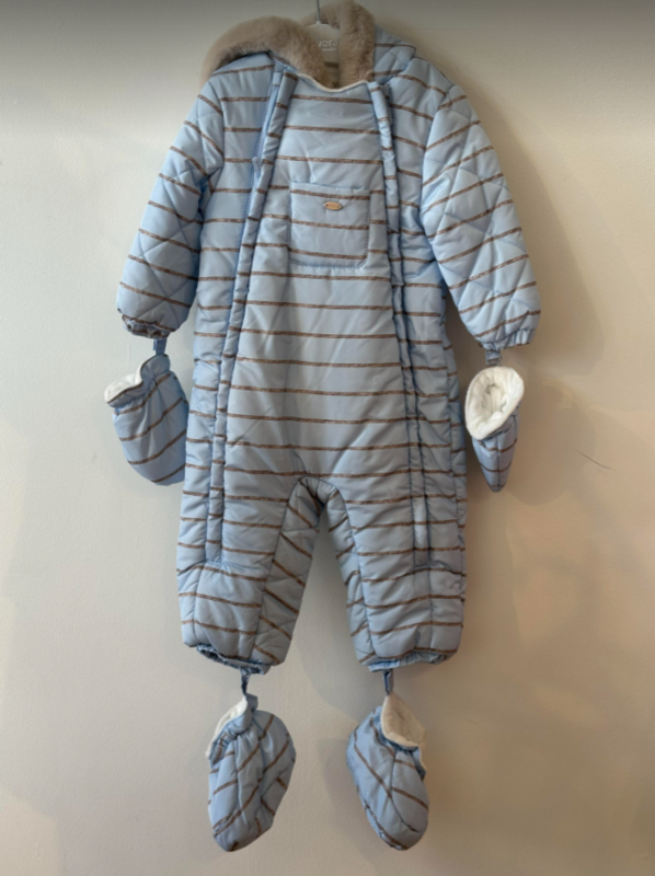 Blue Striped Baby Snowsuit