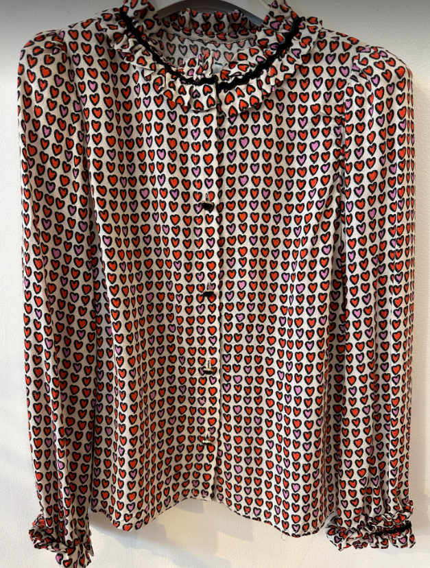 Abel & Lula Glitter Heart Button-up Blouse