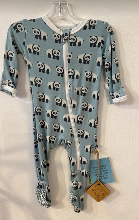 Kickee Pants Blue Panda Ruffle Bum Zip Up Footie