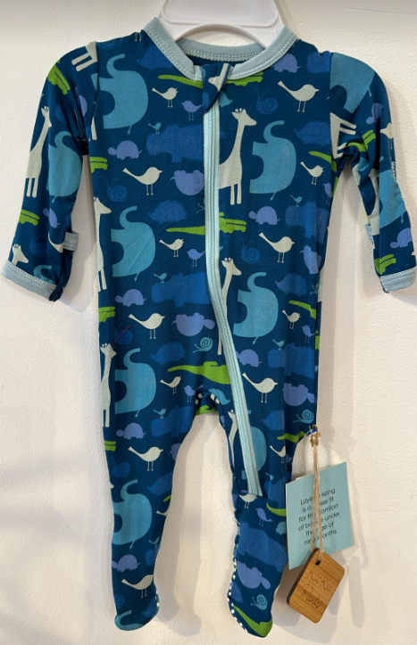 Kickee Pants Zip Up Animal Print Ruffle Bum Footie