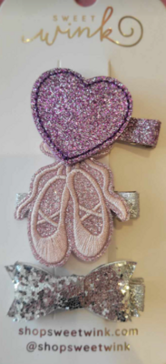 3-Peice Large Ballet  Glitter Clips