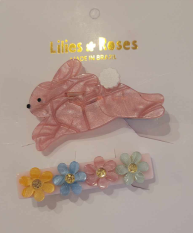 2-Pack Bunny & Flower Alligator Clips