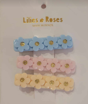 3-Piece Pastel Flower Clips