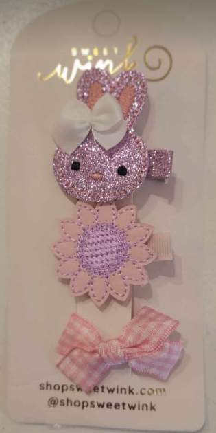 3-Pack Large Bunny, Flower, and Bow Clips