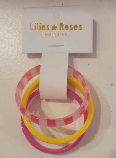 3-Pack Pink & Yellow Bangle Bracelets