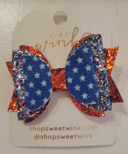 Large Red, White, & Blue Glitter Clip