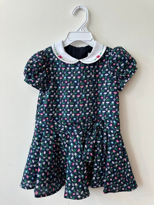 Floral Dress With Embroidered Collar