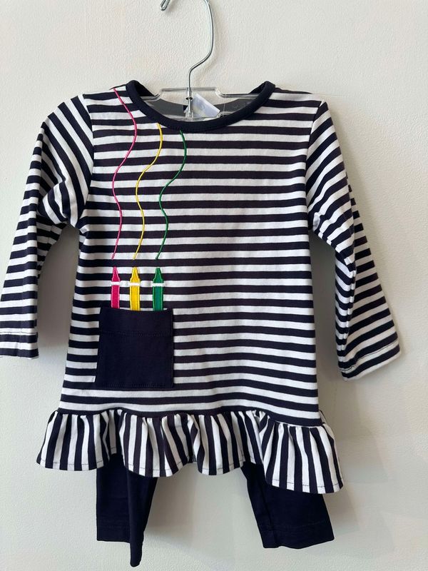 Stripe Tunic with Crayons and Leggings