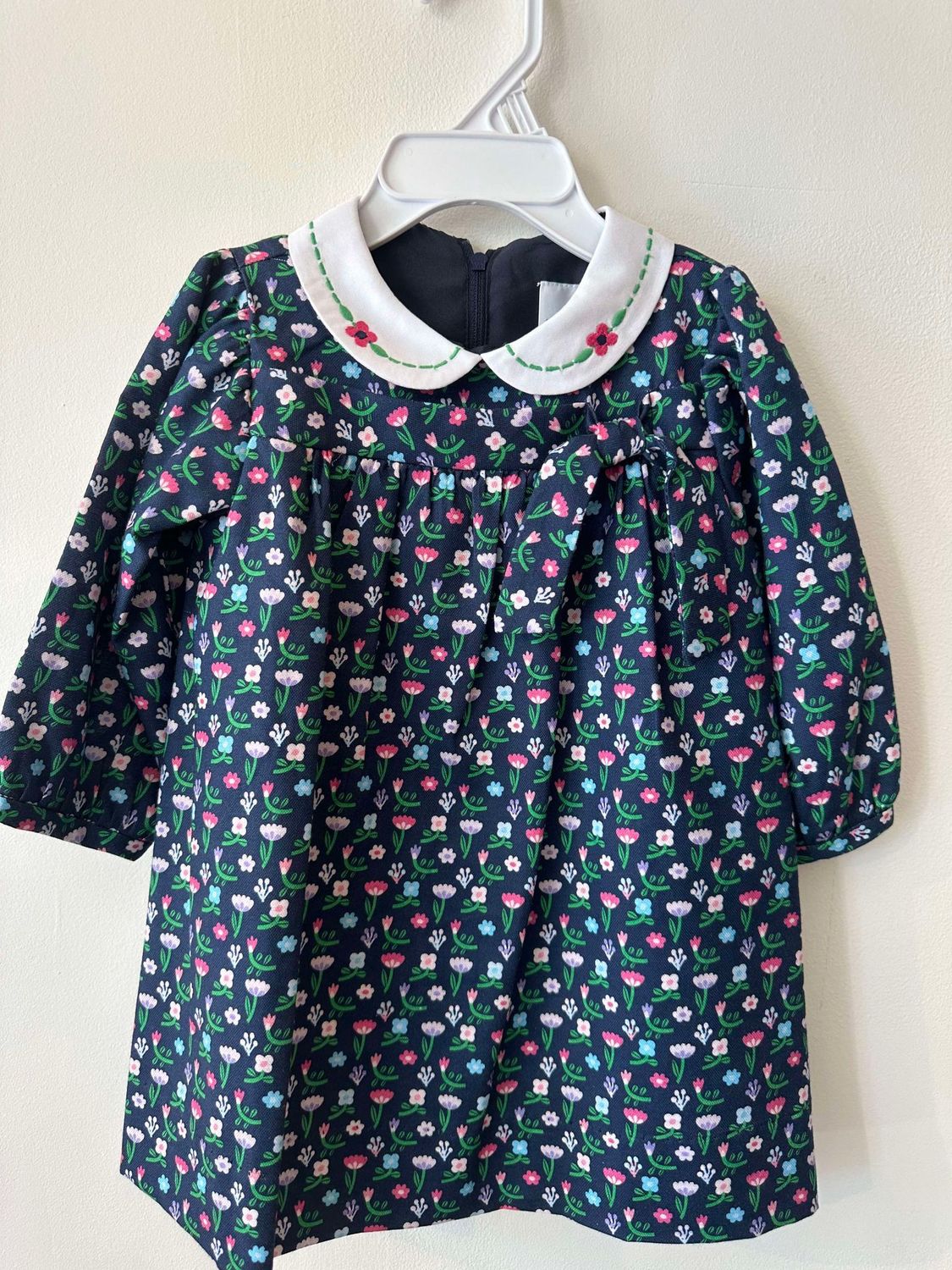 Floral Dress with Embroidered Collar