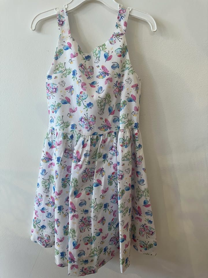 Butterfly Print Dress with Back Bow