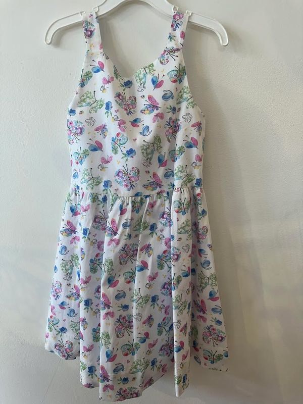 Butterfly Print Dress with Back Bow